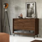 Comoda 4 sertare sticla stejar Loft Tabacco