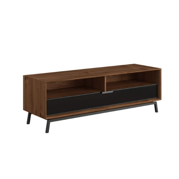 Comoda TV 160 cm, sticla, stejar Loft Tabacco