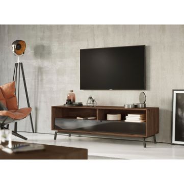 Comoda TV 160 cm, sticla, stejar Loft Tabacco