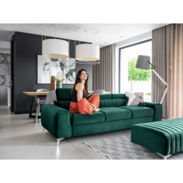 	Canapea extensibila 3 locuri verde Laurence