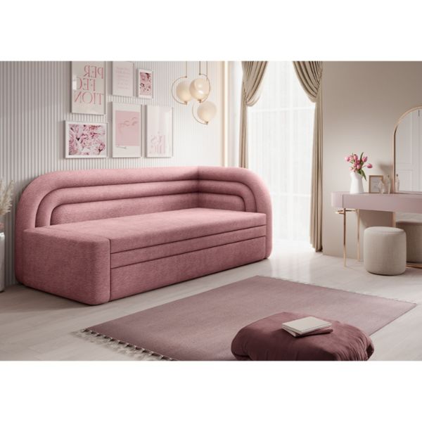 Pat colt dreapta extensibil 80 x 220 cm roz Fabillo