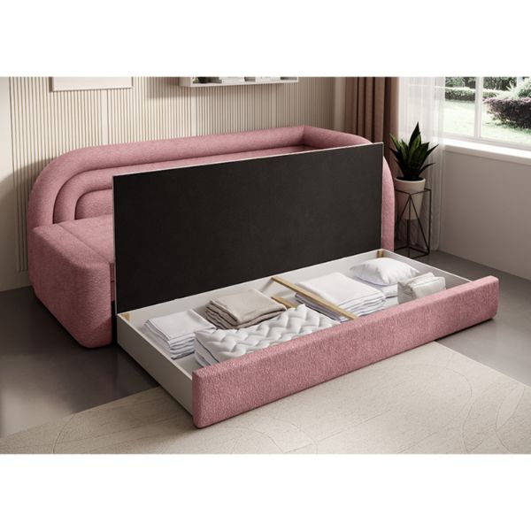 Pat colt dreapta extensibil 80 x 220 cm roz Fabillo