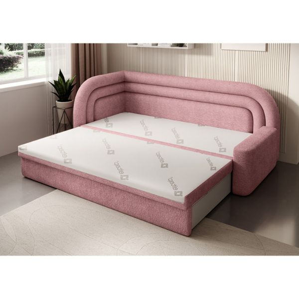 Pat colt stanga extensibil 80 x 220 cm roz Fabillo