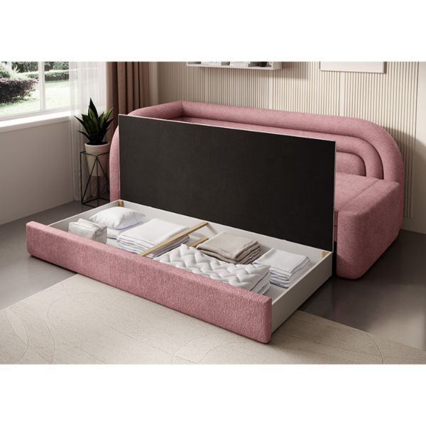 Pat colt stanga extensibil 80 x 220 cm roz Fabillo