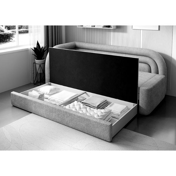 Pat colt stanga extensibil 80 x 220 cm alb Fabillo
