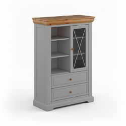 Bufet inalt 1 usa 2 sertare lemn masiv gri/stejar Marone