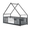 Pat casuta 90 x 200 cm lemn masiv antracit Bee