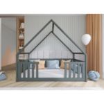 Pat casuta 90 x 200 cm lemn masiv antracit Bee