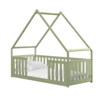 Pat casuta 90 x 200 cm lemn masiv verde olive Bee