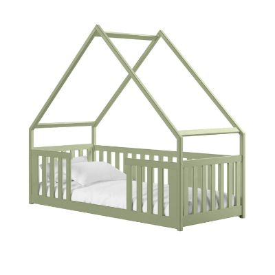 Pat casuta 90 x 200 cm lemn masiv verde olive Bee