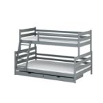 Pat supraetajat lemn 90 x 200/120 x 200 cm gri Fami