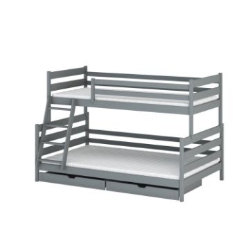 Pat supraetajat lemn 90 x 200/120 x 200 cm gri Fami