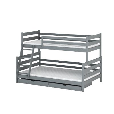 Pat supraetajat lemn 90 x 200/120 x 200 cm gri Fami