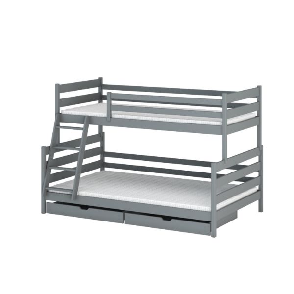 Pat supraetajat lemn 90 x 200/120 x 200 cm gri Fami