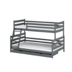 Pat supraetajat lemn 90 x 200/120x200 cm antracit Fami