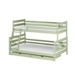Pat supraetajat lemn 90 x 200/120 x 200 cm verde olive Fami