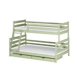 Pat supraetajat lemn 90 x 200/120 x 200 cm verde olive Fami
