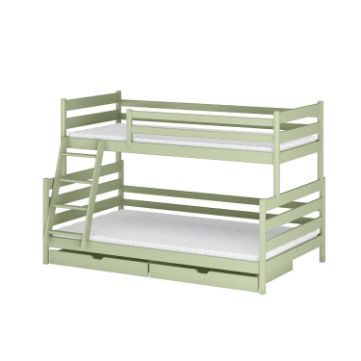 Pat supraetajat lemn 90 x 200/120 x 200 cm verde olive Fami