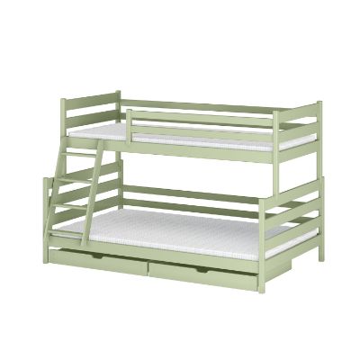 Pat supraetajat lemn 90 x 200/120 x 200 cm verde olive Fami