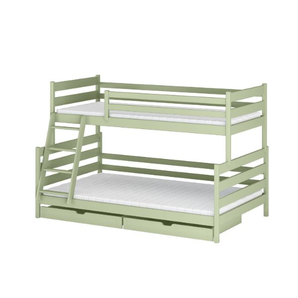 Pat supraetajat lemn 90 x 200/120 x 200 cm verde olive Fami