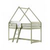 Pat casuta lemn masiv 90 x 200 cm verde olive Moon