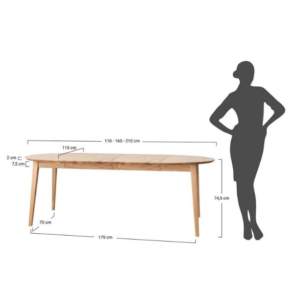 Masa rotunda extensibila 110/210 cm stejar tabacco Otello