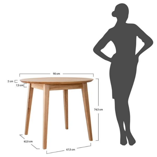 Masa rotunda fixa 90 cm stejar tabacco Otello