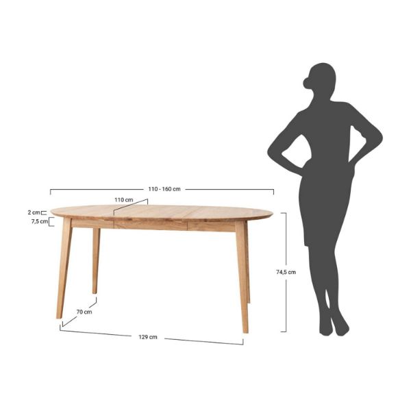 Masa rotunda extensibila 110/160 cm stejar tabacco Otello