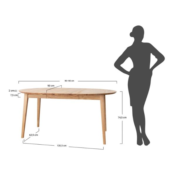 Masa rotunda extensibila 90/140 cm stejar tabacco Otello