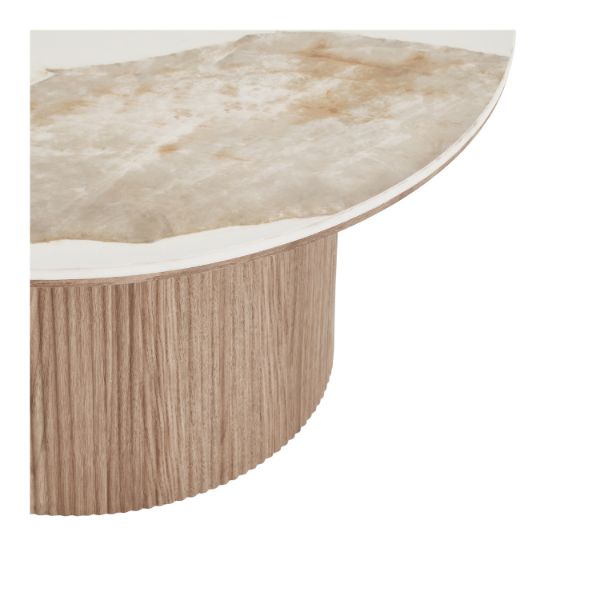 Masuta cafea rotunda blat ceramic/stejar Athens 