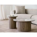 Masuta cafea rotunda blat ceramic/stejar Athens 