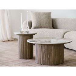 Masuta cafea rotunda blat ceramic/stejar Athens 