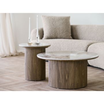 Masuta cafea rotunda blat ceramic/stejar Athens 