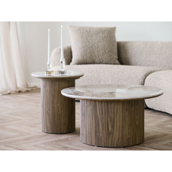 Masuta cafea rotunda blat ceramic/stejar Athens 