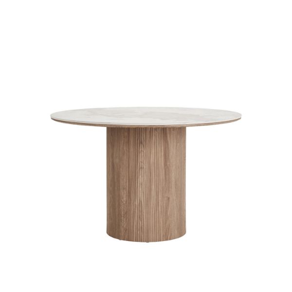 Masa rounda fixa 120 cm blat ceramic/nuc deschis Athens