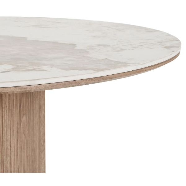 Masa dining rounda fixa 120 cm blat ceramic/stejar Athens 