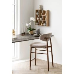 Scaun bar tapitat bej/otel decor nuc Levanto