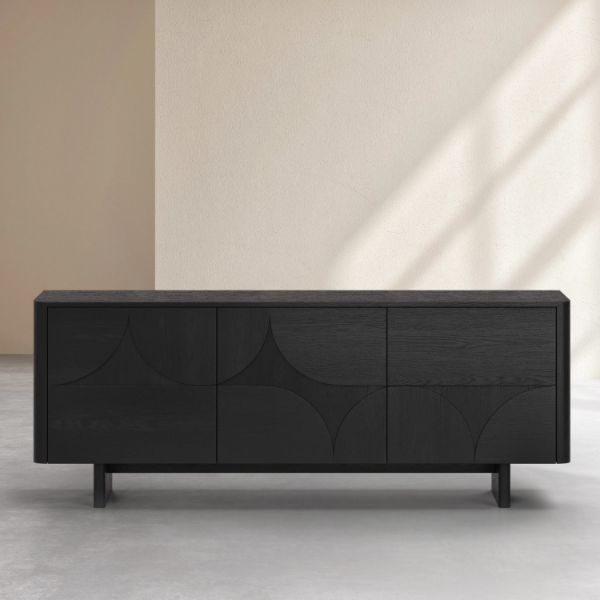 Bufet cu 3 usi lemn, negru, Amore