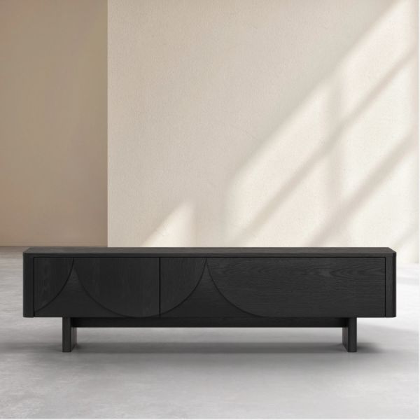 Comoda TV cu 2 usi lemn, negru, Amore