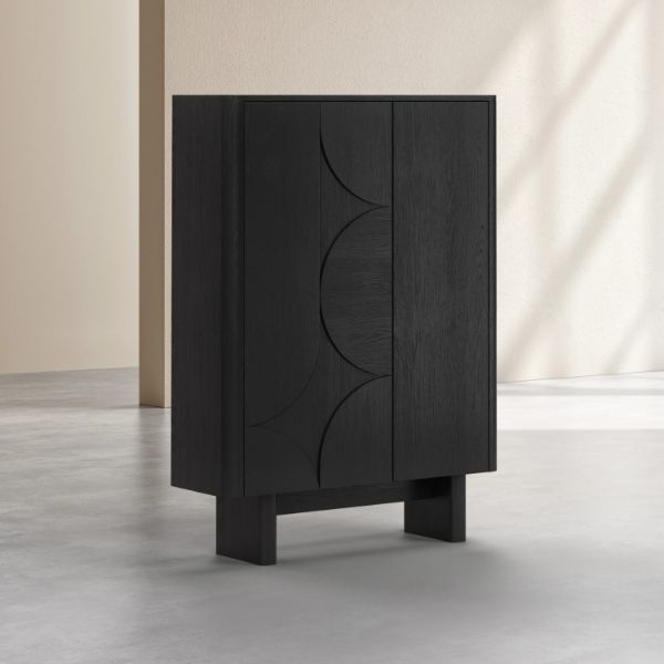 Comoda inalta cu 2 usi lemn, negru, Amore