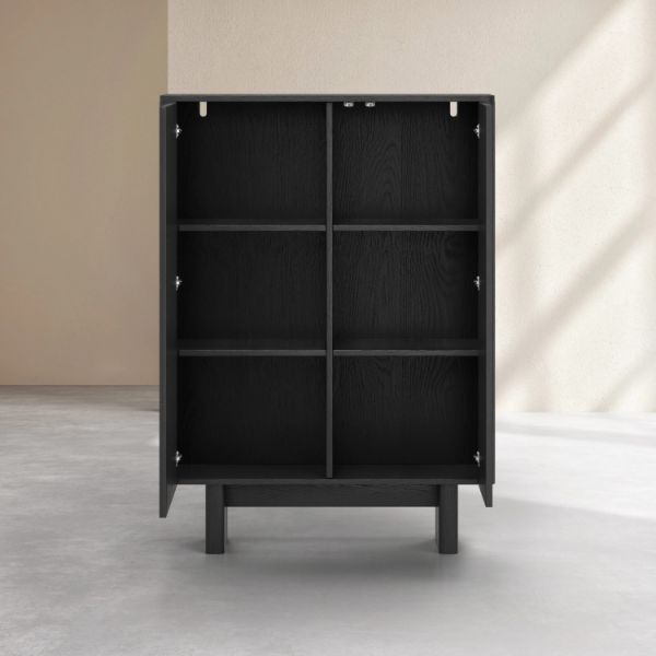 Comoda inalta cu 2 usi lemn, negru, Amore