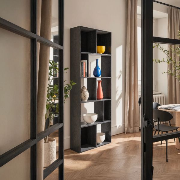 Biblioteca mare lemn, negru, Amore