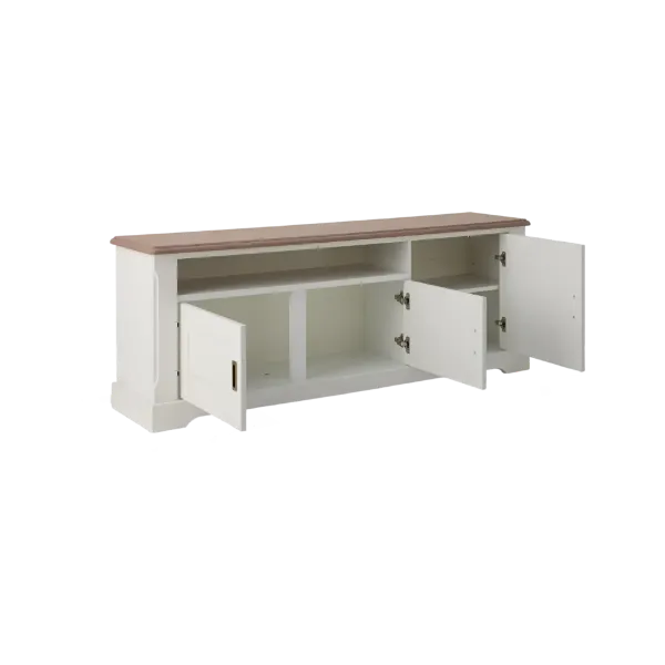 Comoda TV cu 3 usi alb/stejar natur Provence