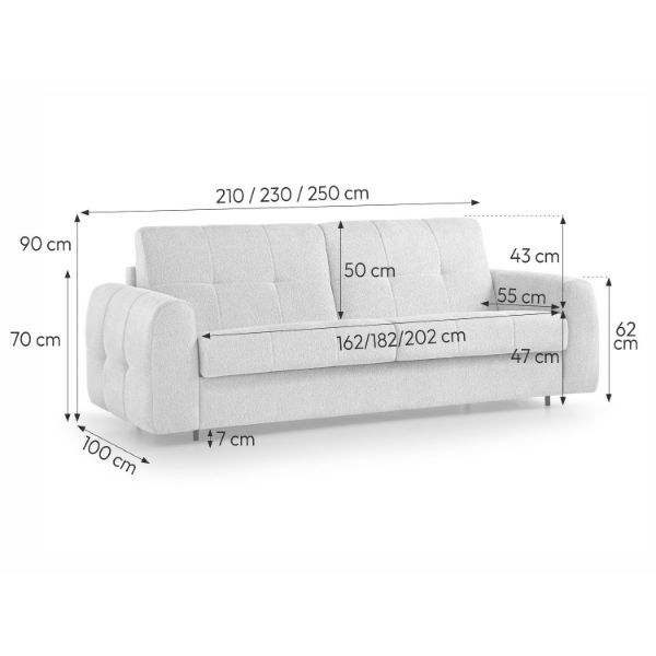 	Canapea extensibila cu saltea L250 cm crem Peroni