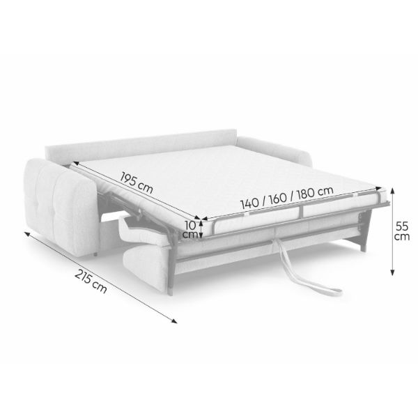 	Canapea extensibila cu saltea L250 cm crem Peroni