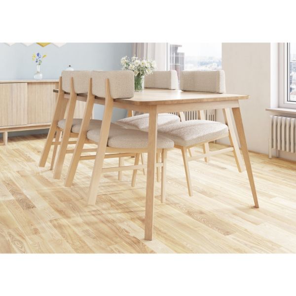 Scaun dining tapitat bej/stejar Chloe