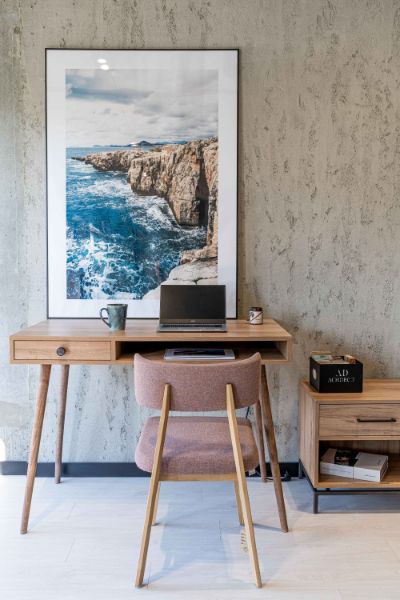 Scaun dining tapitat bej/stejar Chloe
