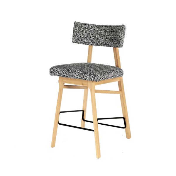 Scaun bar alb negru/stejar Chloe 65