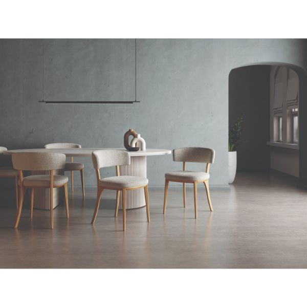 Scaun dining tapitat bej/stejar Molly 