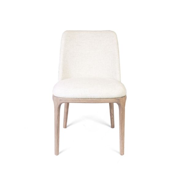 Scaun dining tapitat bej/stejar Movano